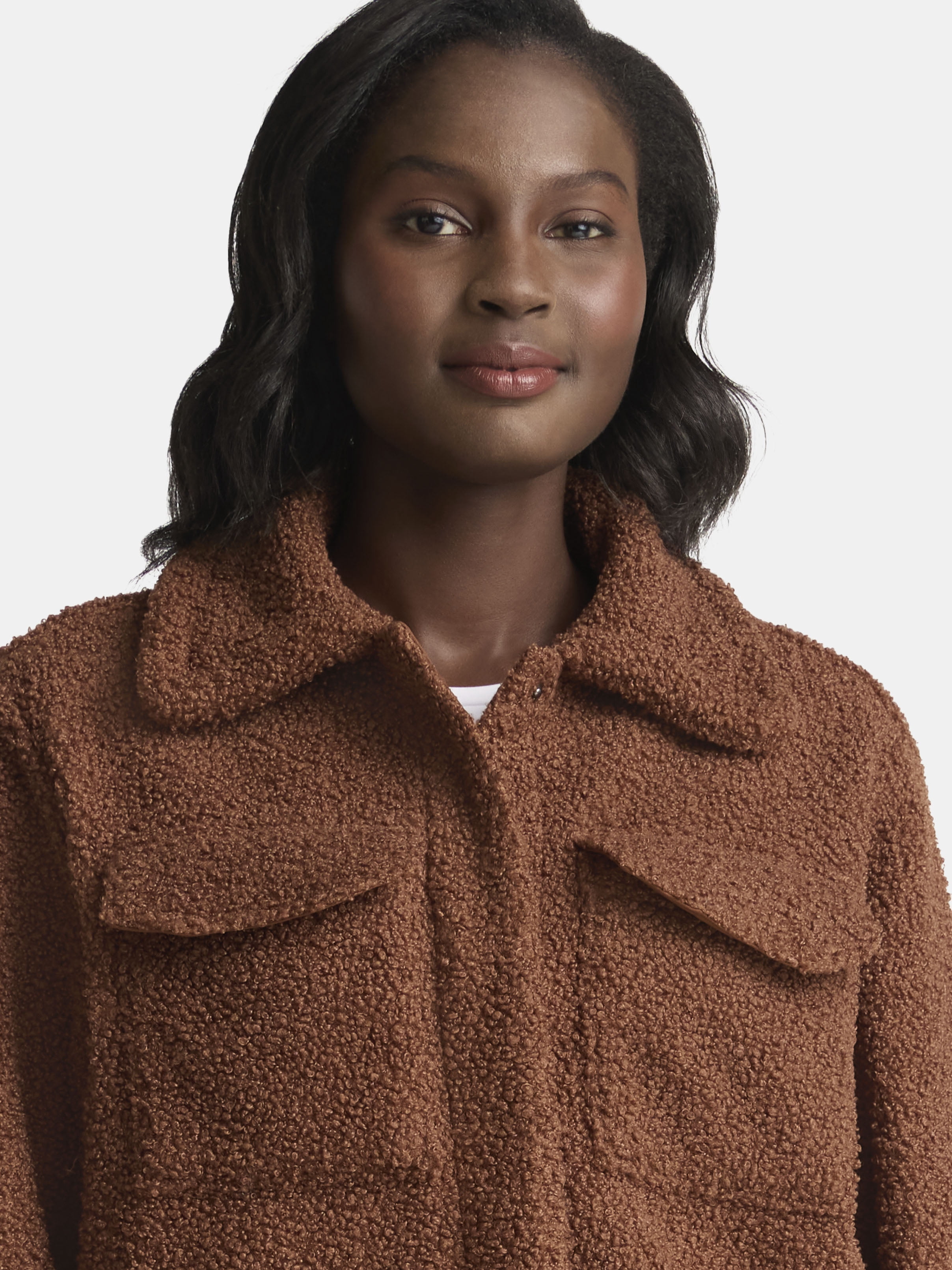 Time and Tru Women's Boucle Trucker Jacket, Midweight, Sizes XS-2X