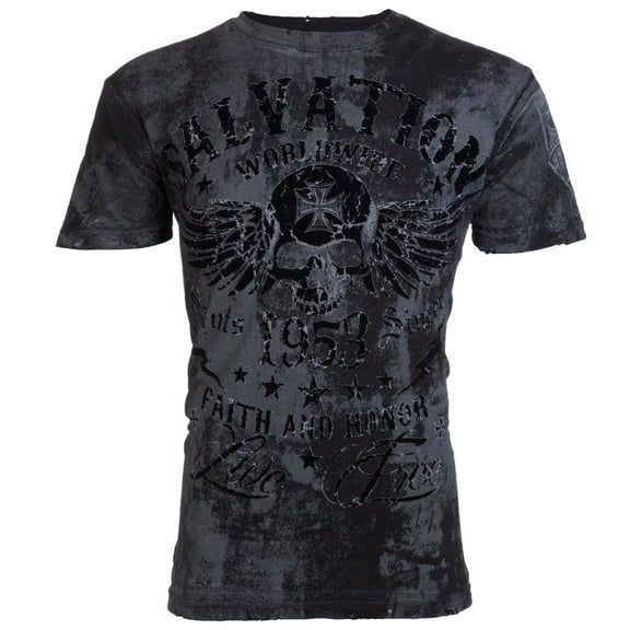 Archaic By Affliction Men's T-Shirt BLACK TIDE Biker MMA