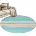thumbnail image 2 of Area Rug 36in, Watercolor Farm Wood Grain Floor Carpet Living Room Rug, Blue Teal Beige Wooden Plank Non-Slip Welcome Mat Indoor Rugs for Bedroom Dining Room, 2 of 9