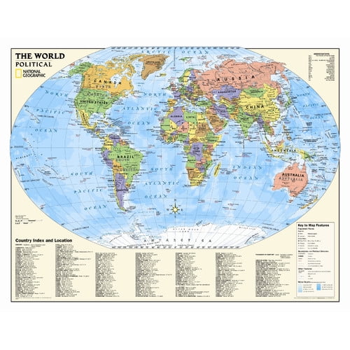 National Geographic Maps Kids Political World Wall Map (Grades 412)