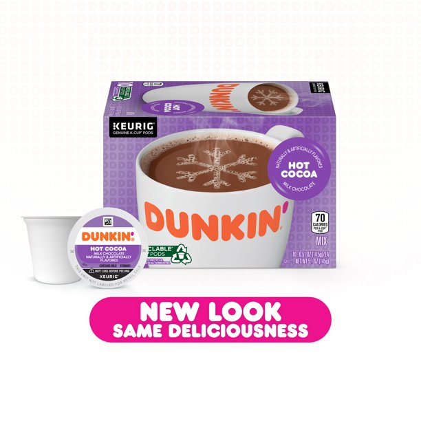 Dunkin' Milk Chocolate Hot Cocoa Flavored Mix KCup Pods, 10Count