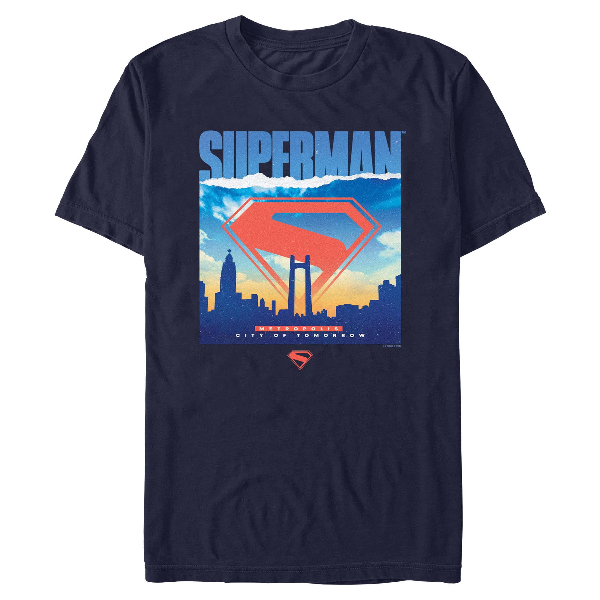 DC Comics Men's Superman Distressed Logo T-Shirt - Royal Blue, X-Large, Officially Licensed