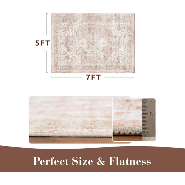 Boho Area Rug x Machine Washable Rugs for Living Room Non Slip Soft Carpet Geometric Jacquard Textu Carpet for Bedroom Dining Room Nursery Office Living Room Rug -
