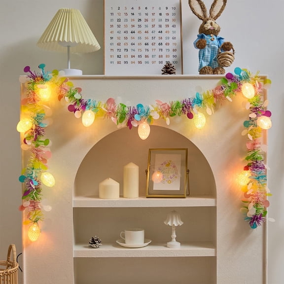 13Ft Mix-Color Egg USB Battery Operated String Fairy Light Easter Decoration Party Xmas Wedding Fireplace Mantels Entrance Tree