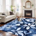 thumbnail image 2 of 6'x9' Area Rugs, Navy Blue Spring Floral Indoor Outdoor Area Rug for Living Room Bedroom, Summer Flowers Abstract Art Washable Bathroom Rugs Kitchen Floor Carpet Mats Home Decor Aesthetic, 2 of 8