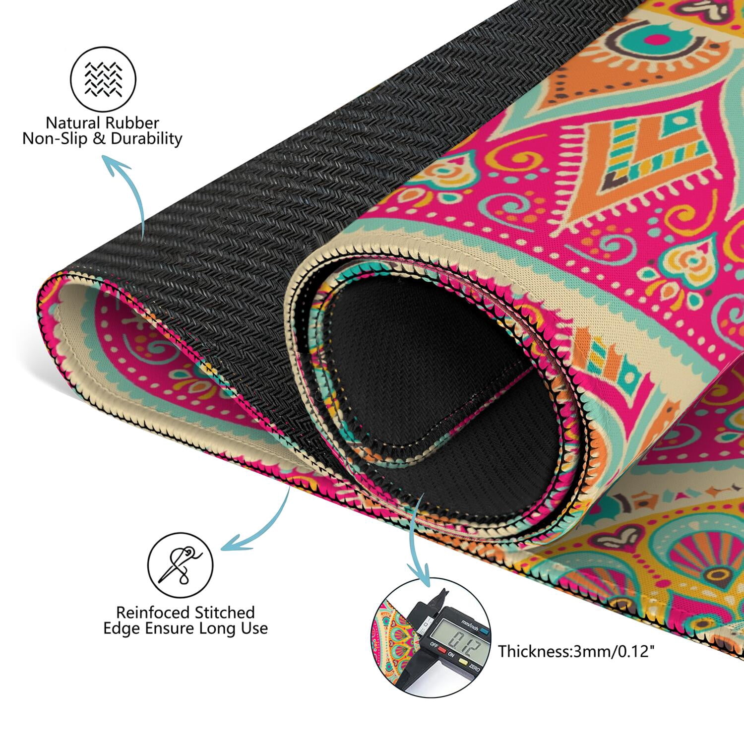 Mandala Mahjong Mat for Table, 31.5*31.5in Anti Slip American Mahjong Table Cloth, Noise Reduction, Neoprene Mah jongg Mat with Carrying Bag & 3 Dices, Mahjong Accessories Gift, Board Tile Games Mats