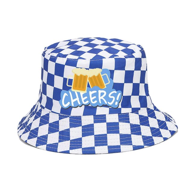 Fisherman Hat Bucket Hat for Girls Checkered Reversible Casual Hat for Sports Gym Mountain Camping Hat Outdoor Sunshade oktoberfest green