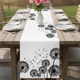 thumbnail image 4 of Dandelion Table Runner - 72 Inch Long Black White Modern Country Rustic Plants Cotton and Linen Blended Dress Scarves Farmhouse Table Runner for Kitchen Dining, Coffee Table, 13" x 72", 4 of 8