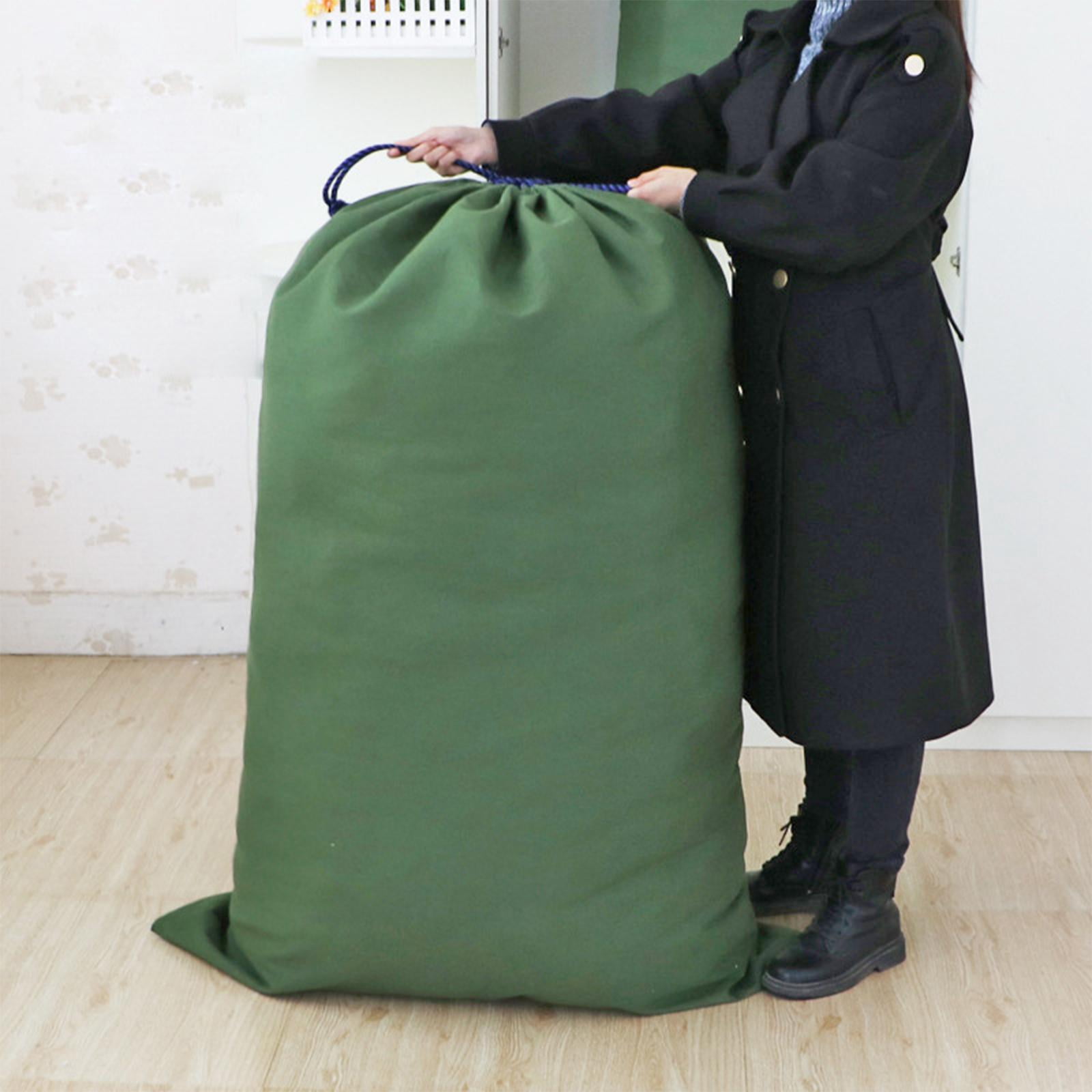 Laundry Bag Thicken Oversized Drawstring Packing Bag, Travel Garment Bags, Machine Washable Large Size Canvas Clothes Quilt Storage Bag green 100cmx140cm
