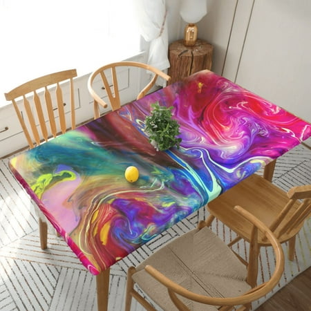 

Home Deluxe Tablecloth Colorful Waterproof Elastic Rim Edged Table Cover- For Christmas Parties And Picnics 5ft