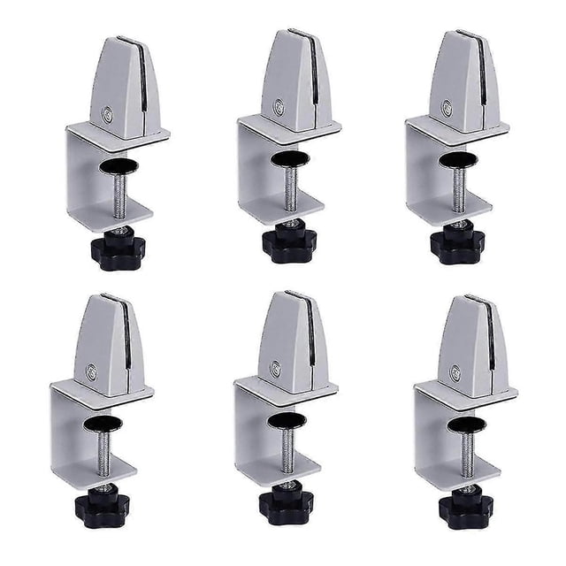 Adjustable Office Partition Clamps Aluminum Sneeze Guard Support for 1/8 to 1-Inch Panels 6-Pack