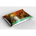 thumbnail image 2 of Ambesonne Waterfall Pillow Sham, Autumn Nature Forest, 26" X 20", Orange Blue, 2 of 2