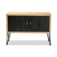 thumbnail image 3 of Contemporary Two-Tone Walnut Brown and Wood and Metal Storage Cabinet, 3 of 5