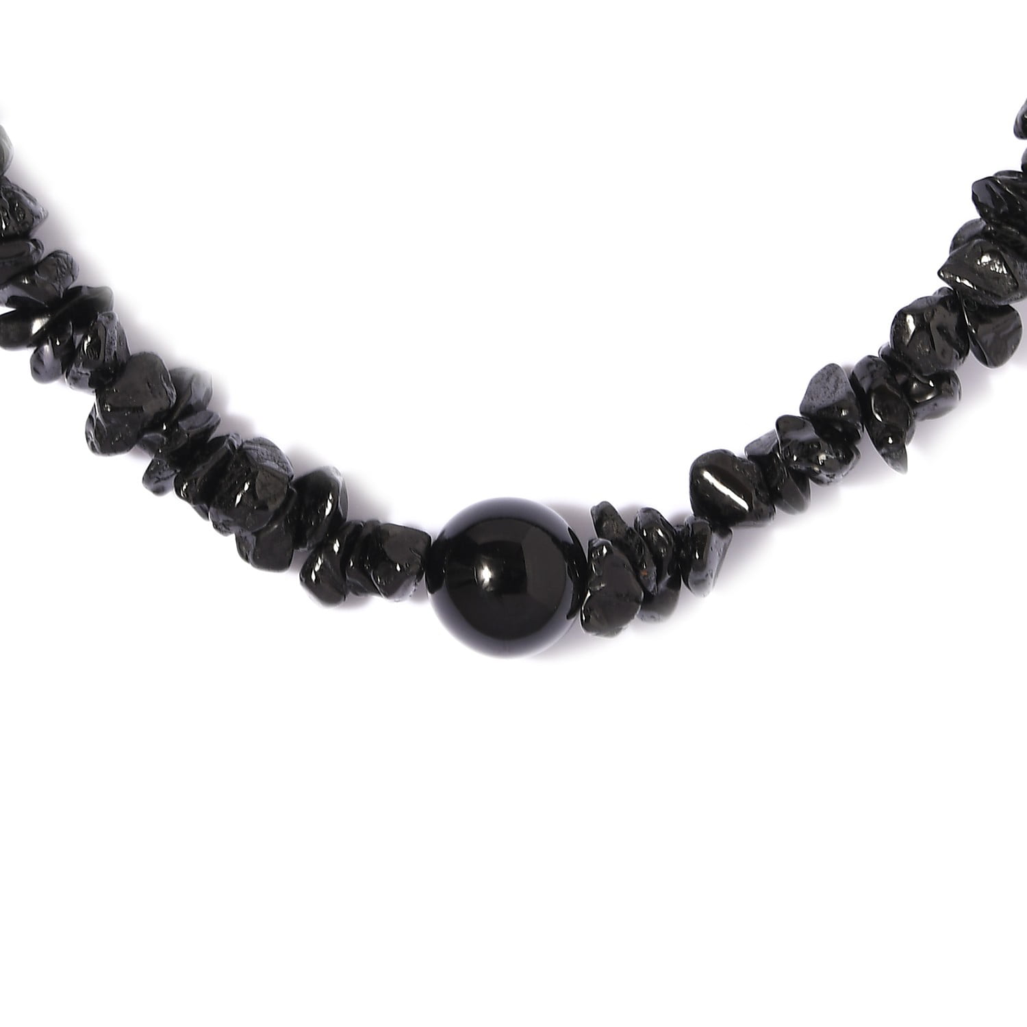 Necklace 3Strands Black Onyx Facet Round Beads and white Pearls 18-20"