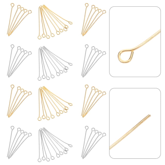 Luxshiny 1200Pcs Metal Eye Pins for DIY Jewelry Making Assorted Color Straight Pins for Handmade Bracelets and Earrings