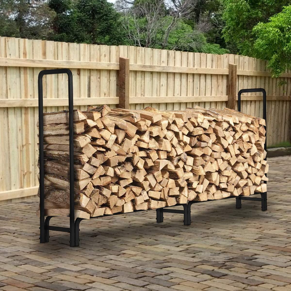Large Log Store Metal Outdoor Wood Firewood Storage Rack Shelf Holder Stand NEW 