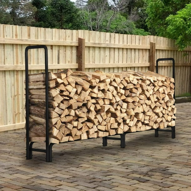 KINGSO 8ft Firewood Rack Outdoor Heavy Duty Log Rack Firewood Storage