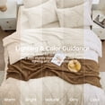 thumbnail image 3 of Sasttie Queen Size Comforter Set, 7-Piece Bed in a Bag, Pintuck Bedding Sets for All Season, Beige, 3 of 8