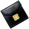 Authenticated Used Salvatore Ferragamo Ferragamo Tri-Fold Wallet Black Gold 224065 Calf Leather Salvatore Ladies