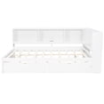 thumbnail image 4 of Euroco Wood Queen Size Daybed with Storage Shelves and Drawers, USB Ports and LED Light, White, 4 of 12