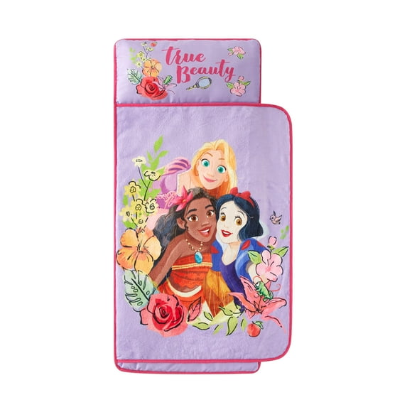 Disney Princess Tapis de Sieste Matelassé en Peluche Super Douce pour Tout-Petits avec Couverture et Oreiller Intégrés, 20 Pouces Lx46 L