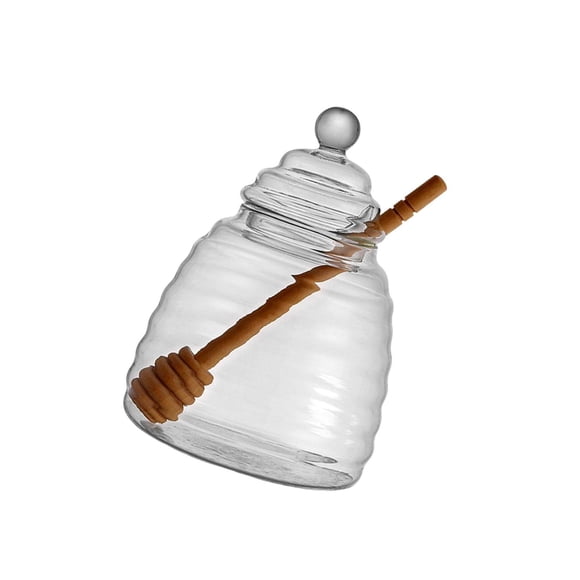 Honey Pot with Dipper and Lid Clear Kitchen Kitchen Tools Honey Jar for food Large