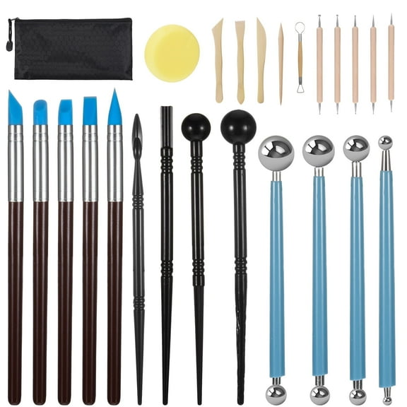 AOWOO 25 Piece Polymer Clay Tools Set for Sculpting, Molding & Ceramics - Air Dry Clay Kit with Carving, Dotting & Shaping Tools, Art Supplies for Kids & Adults (Baking, Pottery Craft)