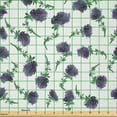 thumbnail image 2 of Ambesonne Floral Fabric by the Yard Microfiber, Watercolor Design Flowers, 2 Yards, Dark Indigo Laurel Green, 2 of 2