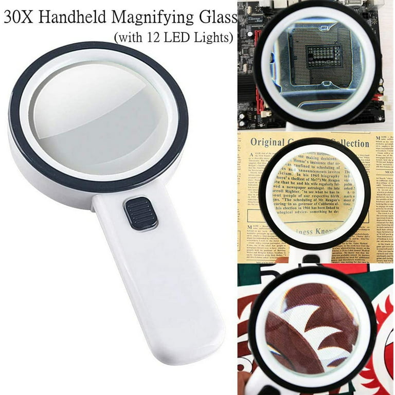 MagniPros 3 Ultra Bright LED Lights 3X 4.5X 25X Power Handheld Reading  Magnifying Glass with Light- Ideal for Reading Small Prints, Map, Coins