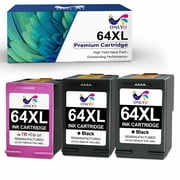 ONLYU Compatible 64XL Ink Cartridge Replacement for HP Ink 64 XL HP 64 Ink for HP Envy Photo 7855 7858 7155 6255 6252 Envy Inspire 7955e 7255e Tango Series Printers (2 Black, 1 Tri-Color)