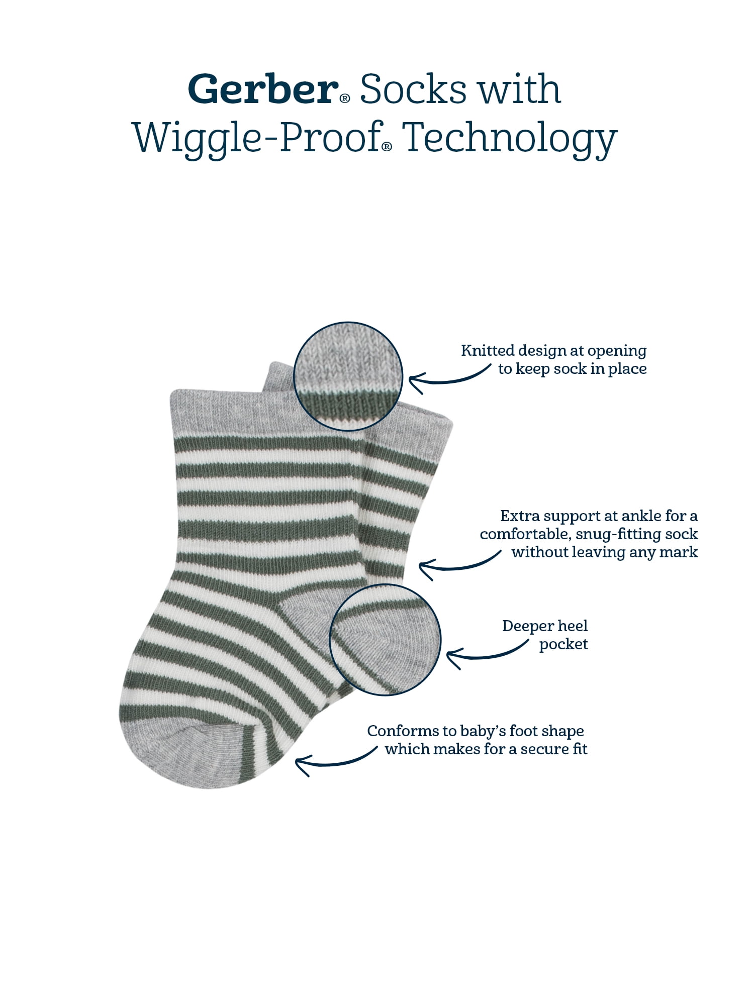 Modern Moments by Gerber Baby Boy or Baby Girl Gender Neutral Wiggle Proof Organic Cotton Blend Socks, 6-Pack