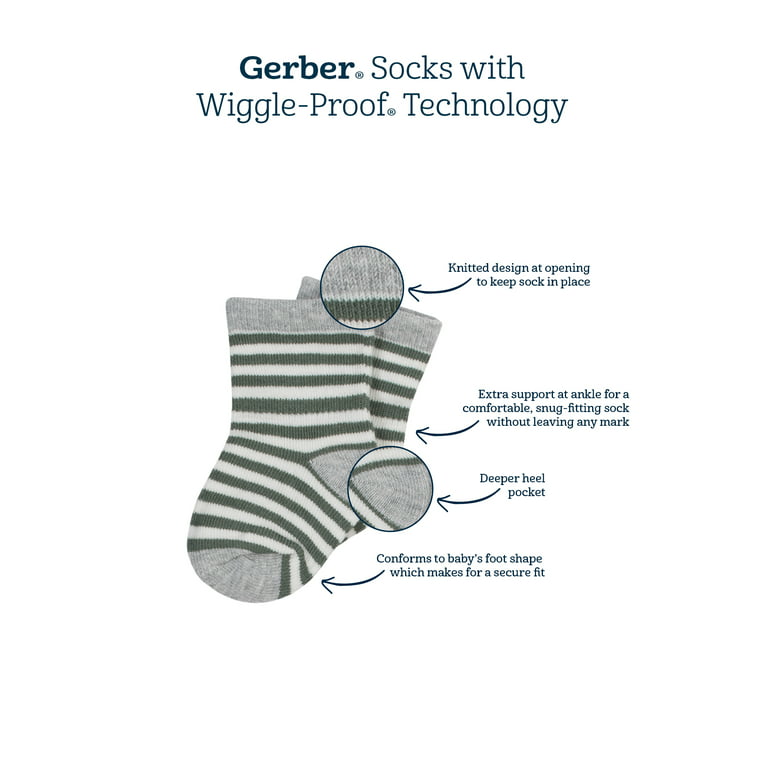 Modern Moments by Gerber Baby Boy or Baby Girl Gender Neutral Wiggle Proof Organic  Cotton Blend Socks, 6-Pack