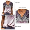 thumbnail image 4 of Camiseta con cuello de botón de verano para mujer, camiseta de manga corta estampada informal holgada, 4 of 5