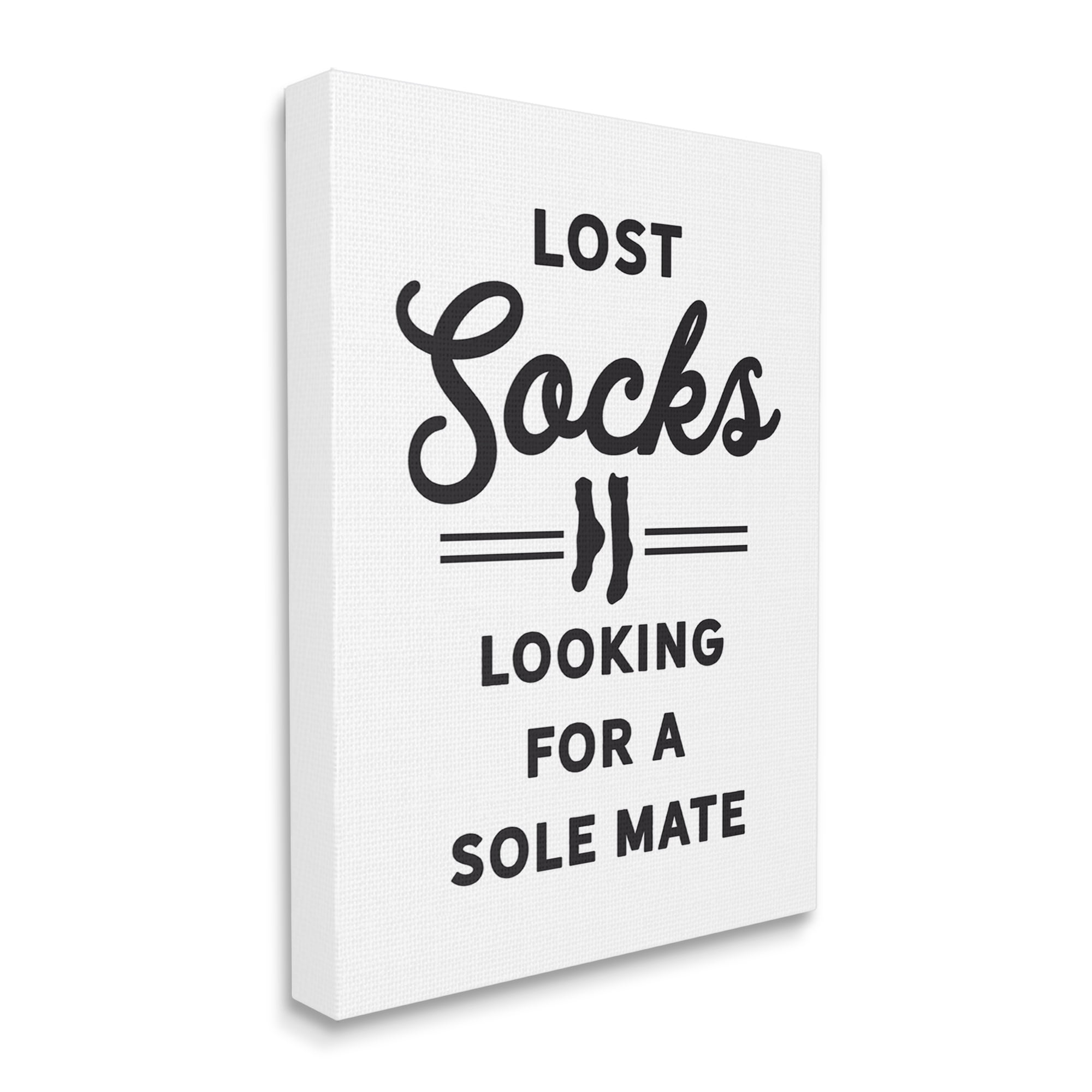 Stupell Industries Lost Sock Soul Mate Laundry Room Saying Graphic Art Gallery Wrapped Canvas Print Wall Art, Design by Lettered and Lined