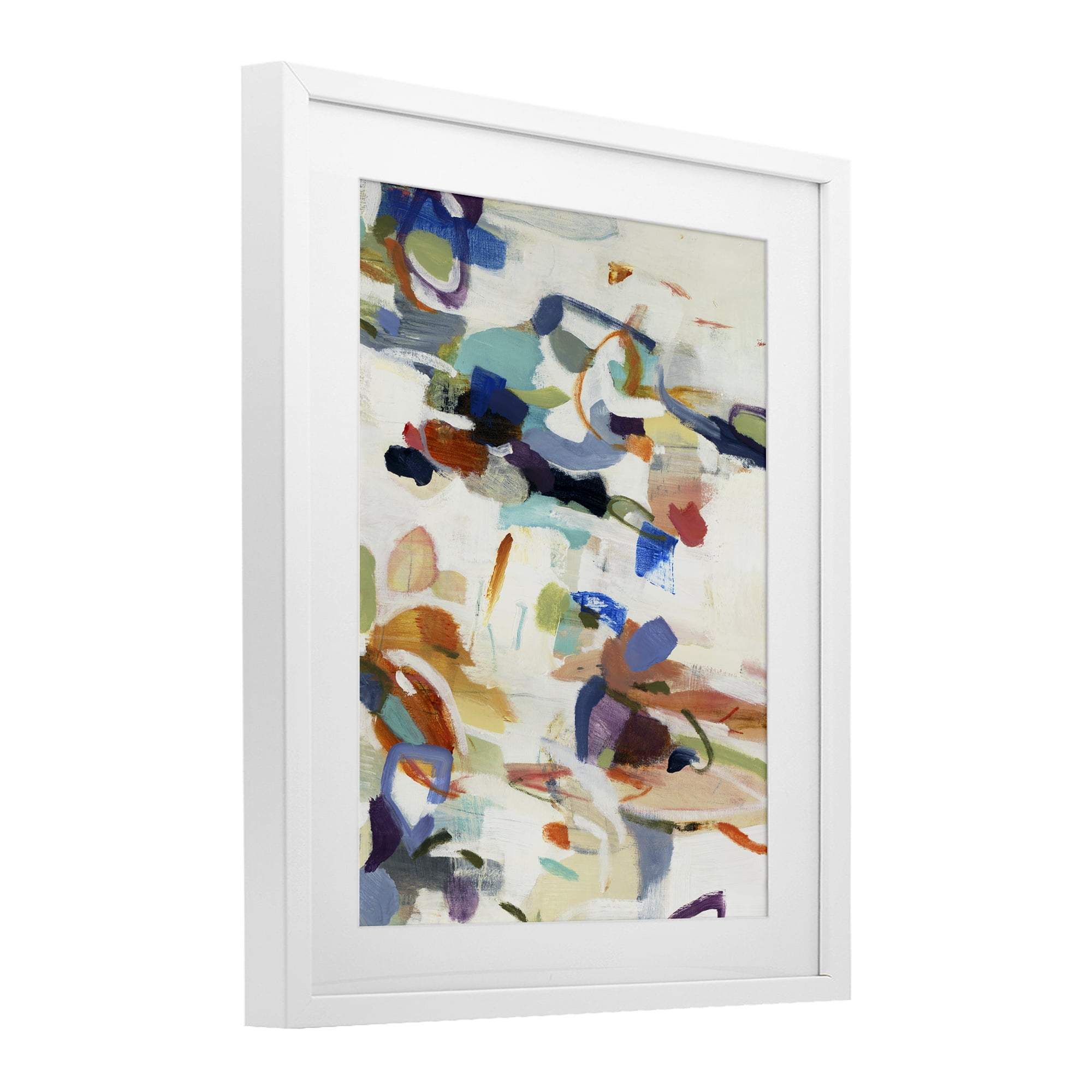 Stupell Industries Flowing Stippled Brushstrokes White Framed Print Under Glass, design by Lisa Ridgers