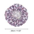 thumbnail image 2 of Unique Bargains 1 Pc Women Flower Pattern Shower Cap for Bathroom Business Travel Purple PEVA Polyester, 2 of 4