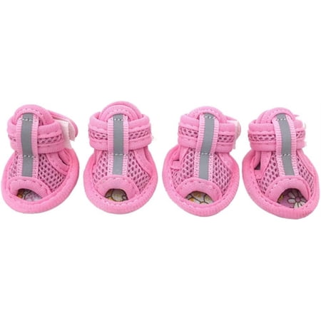 Dog Sandals Mesh Cotton Dog Sandals Shoes Protective Flexible Pink 1#