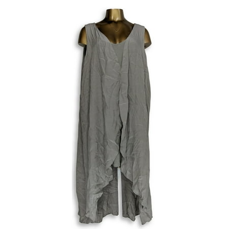 Lisa Rinna Collection Sz 3X Hi-Low Tank Top w/ Cape Gray A308833