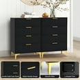 thumbnail image 3 of 4 Drawer Dressers for Bedroom, Wood Dresser with Golden Handles, Storage Chest Cabinet Organizer Unit, Chest of Drawers for Living Room, Closet, Hallway (Black), 3 of 9