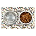 thumbnail image 1 of Crayon Pet Mat for Food and Water, Continuous Childish Pattern of Cartoon Drawn Painting Crafts on Plain Background, Non-Slip Rubber Mat for Dogs and Cats, 18" X 12", by Ambesonne, 1 of 1