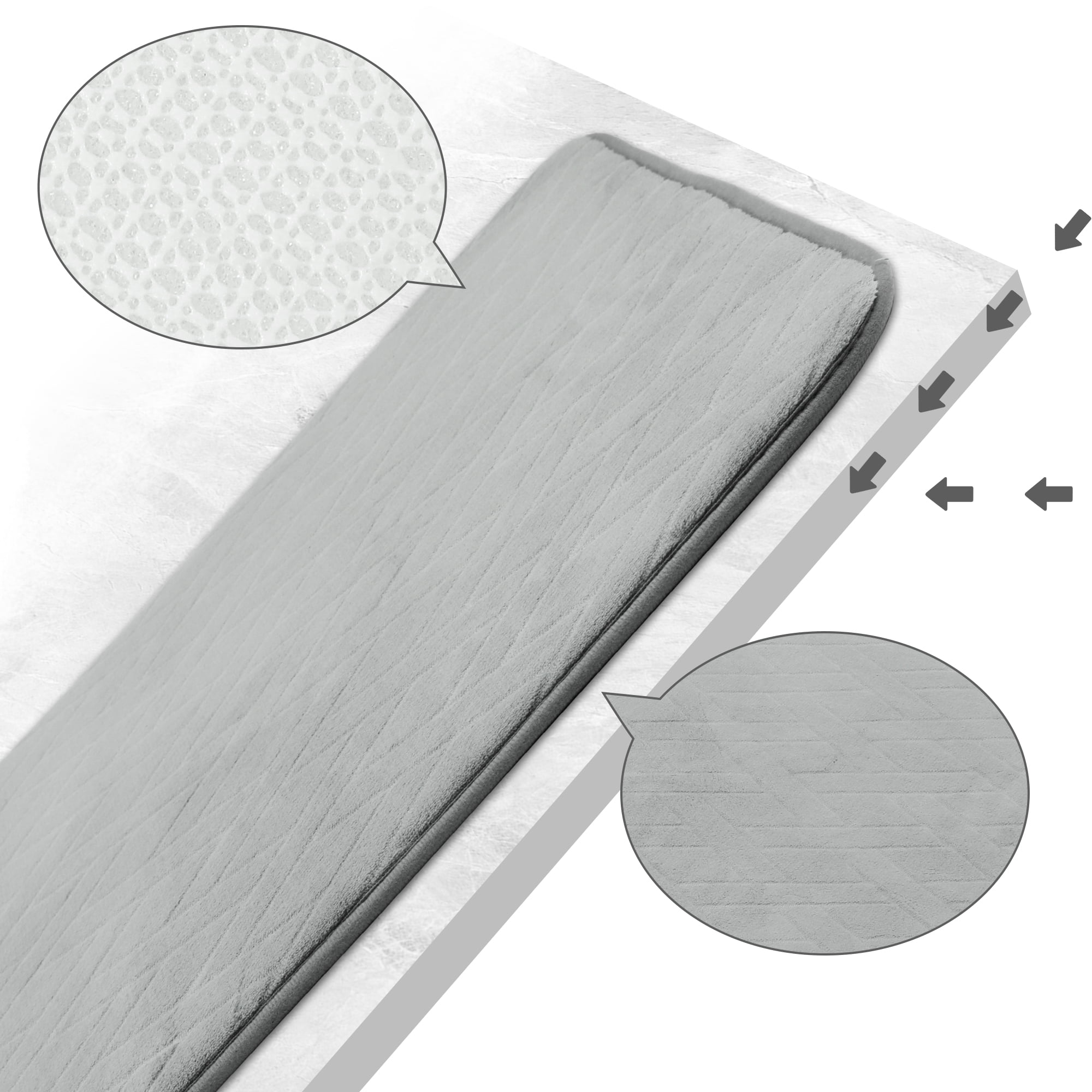 Unique Bargains Bathroom Mat Memory Foam Non-Slip Bath Rugs Grey 16" x 24"