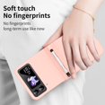 thumbnail image 2 of MonsDirect for 6.7 inch Samsung Galaxy Z Flip 3 5G 2021 Case with A Capacitance Pen, Two Hinge Protection Hard PC Back Anti-Drop Shockproof Full Coverage with S Pen Holder for Galaxy Z Flip 3, Pink, 2 of 7