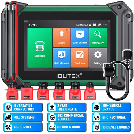 IDUTEX Diesel Heavy Duty Truck OBD2 Scanner & 2pcs Universal S.t.y.l.u.s K.i.t.s