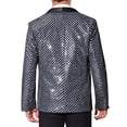 thumbnail image 3 of INSPIRE CHIC Blazers para Hombre Chaquetas de Traje de Lentejuelas Brillantes Metálicas de Cuadros Argyle S Plata, 3 of 5