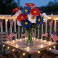 thumbnail image 6 of Beautynvta 4th of July Artificial Flowers, 11.8'' Fake Silk Daisy Flowers, 7 Branches 21 Flowers Patriotic Faux Bouquet for Independence Day Dining Vase Decor, Red White Blue, 6 of 7