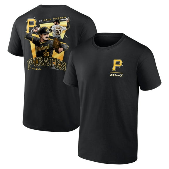 Men's Paul Skenes Black Pittsburgh Pirates Anime Player T-Shirt