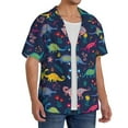 thumbnail image 4 of Wukai Dinosaur Flowers Men's Casual Short-Sleeve Button Down Shirt - Lightweight Summer Dress Shirt for Daily Wear-Medium, 4 of 7