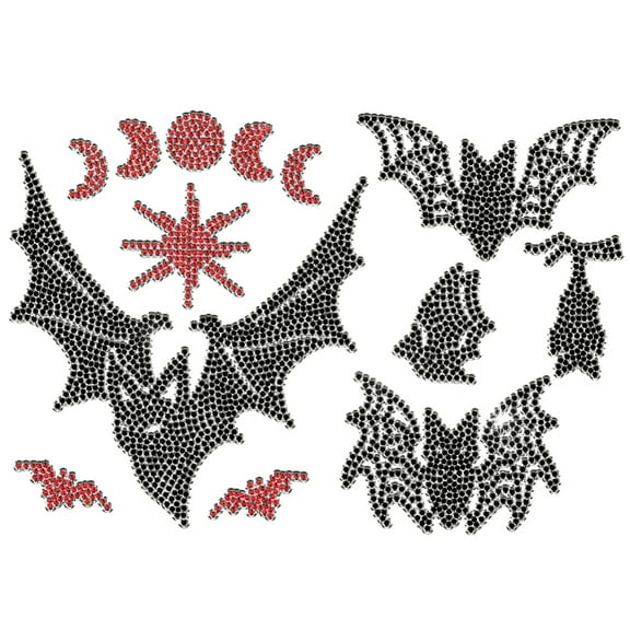 1 Sheet Glass Hotfix Rhinestone Iron on Appliques Costume Accessories for Clothes Bags Pants Bat 297x210mm