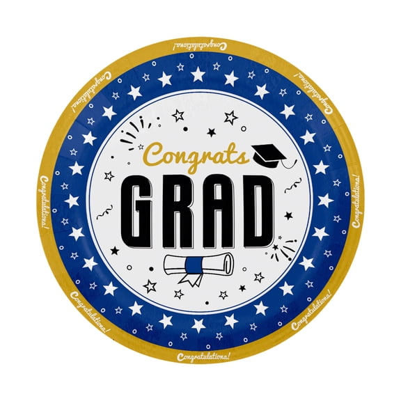 7 Inch Paper Plates Blue Party Plates Graduation Plates Party Paper Plates 25 Pc Disposable Party Supplies