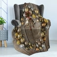 thumbnail image 4 of Christmas Soft Flannel Fleece Blanket, Wreath Style Ornament with Baubles on Rustic Style Background Wooden Board Theme, Cozy Plush for Indoor and Outdoor Use, 60" x 80", Multicolor, by Ambesonne, 4 of 5